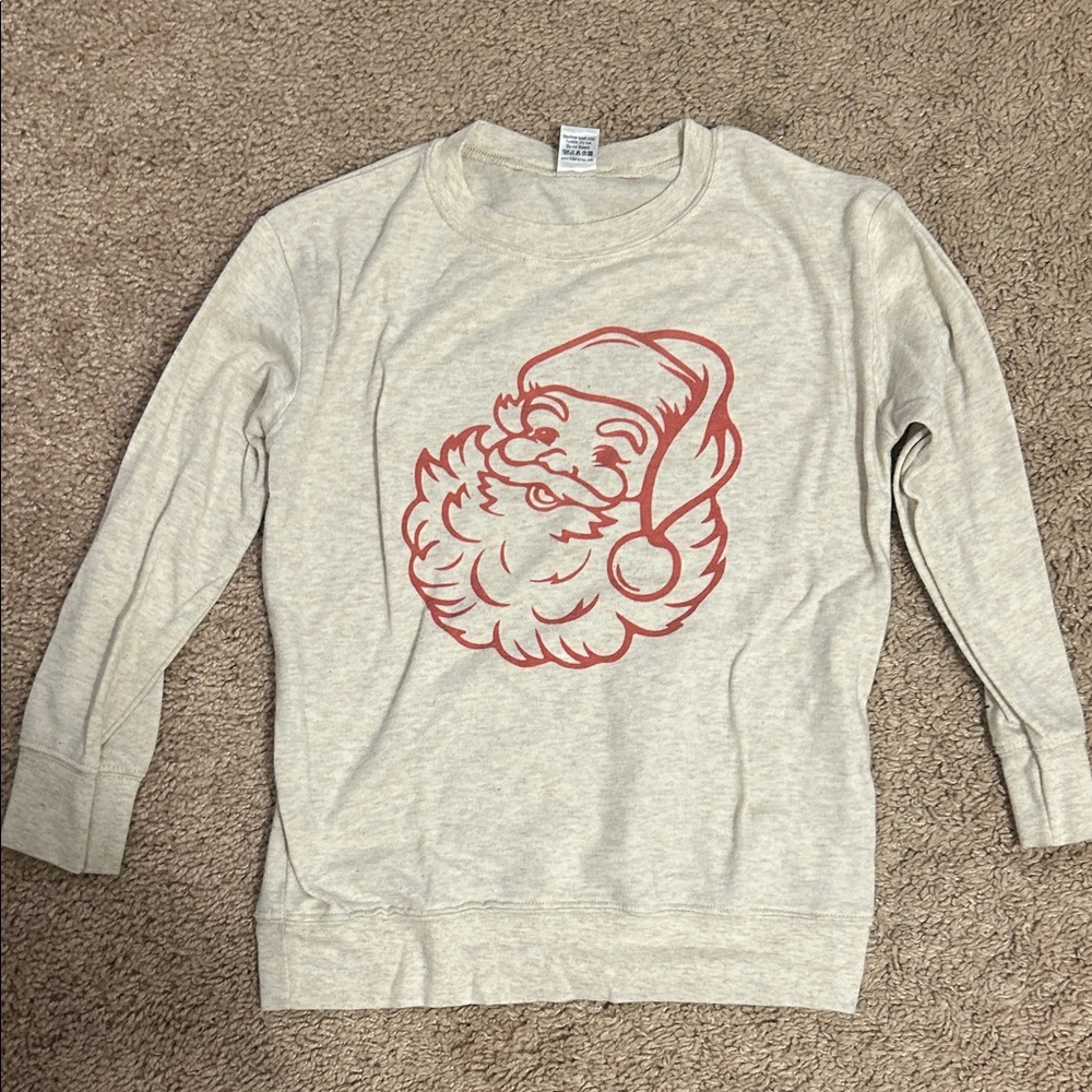 Beige Sweatshirt with Red Santa Print